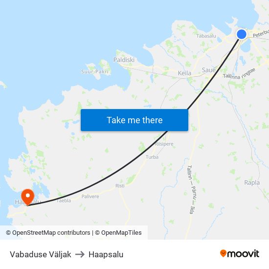 Vabaduse Väljak to Haapsalu map