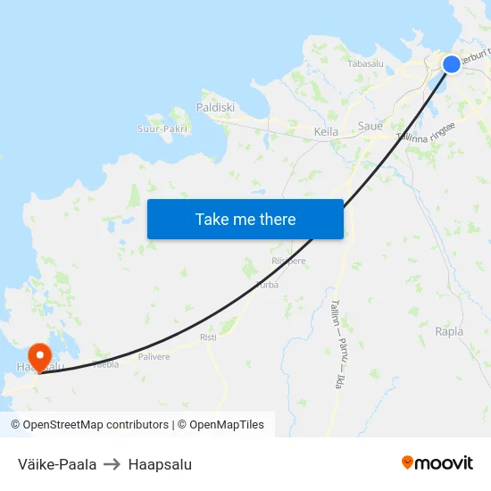 Väike-Paala to Haapsalu map
