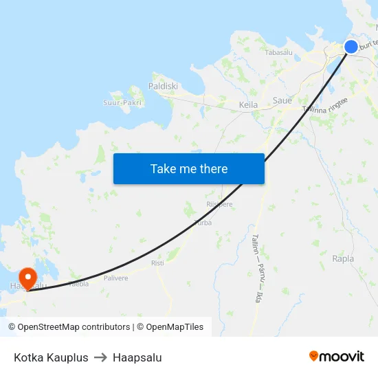 Kotka Kauplus to Haapsalu map