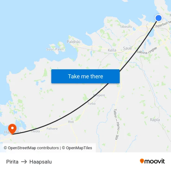 Pirita to Haapsalu map