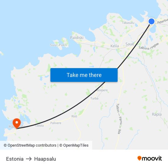 Estonia to Haapsalu map