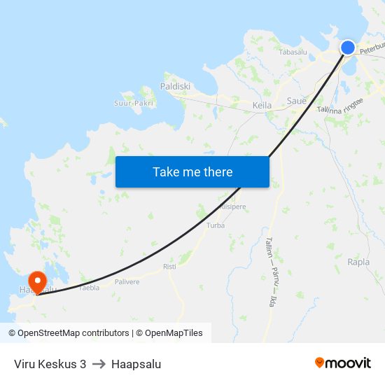 Viru Keskus 3 to Haapsalu map