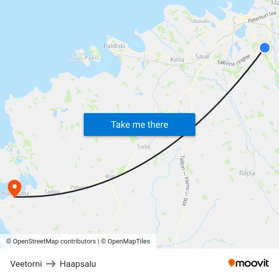 Veetorni to Haapsalu map
