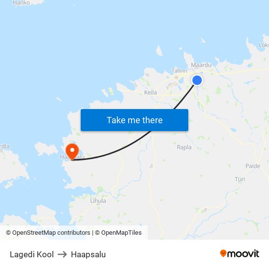 Lagedi Kool to Haapsalu map