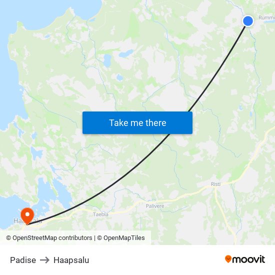 Padise to Haapsalu map