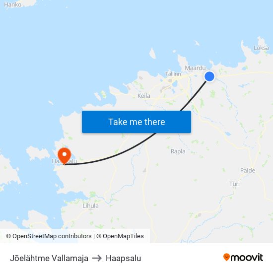 Jõelähtme Vallamaja to Haapsalu map