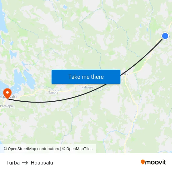Turba to Haapsalu map