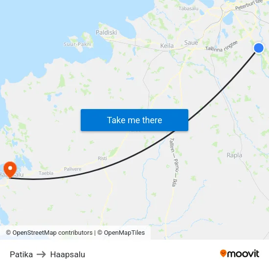 Patika to Haapsalu map