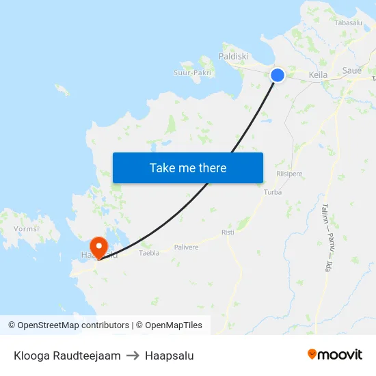 Klooga Raudteejaam to Haapsalu map