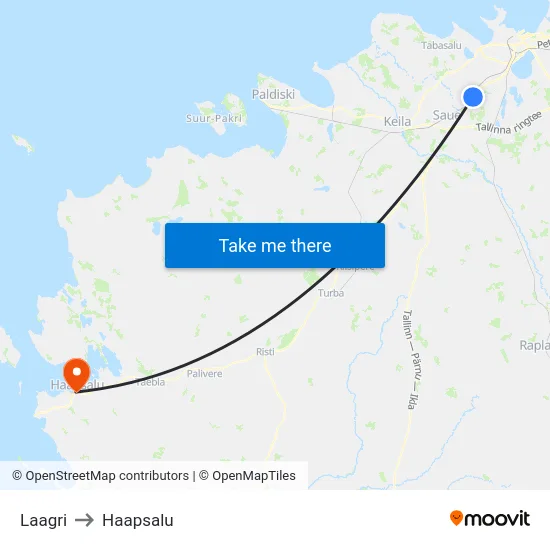 Laagri to Haapsalu map