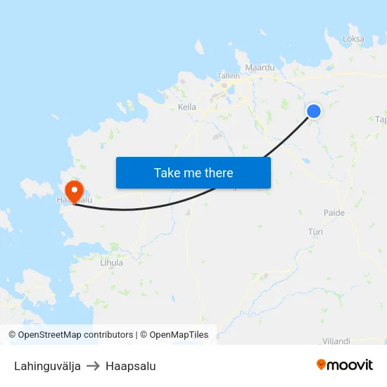 Lahinguvälja to Haapsalu map