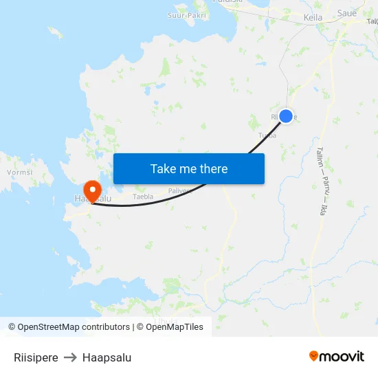 Riisipere to Haapsalu map
