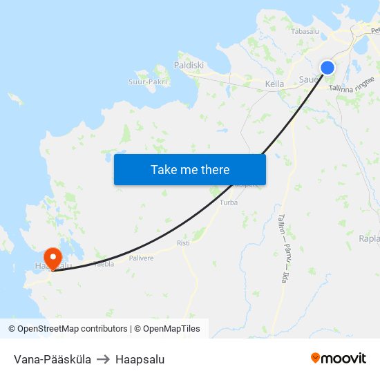 Vana-Pääsküla to Haapsalu map