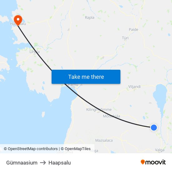 Gümnaasium to Haapsalu map