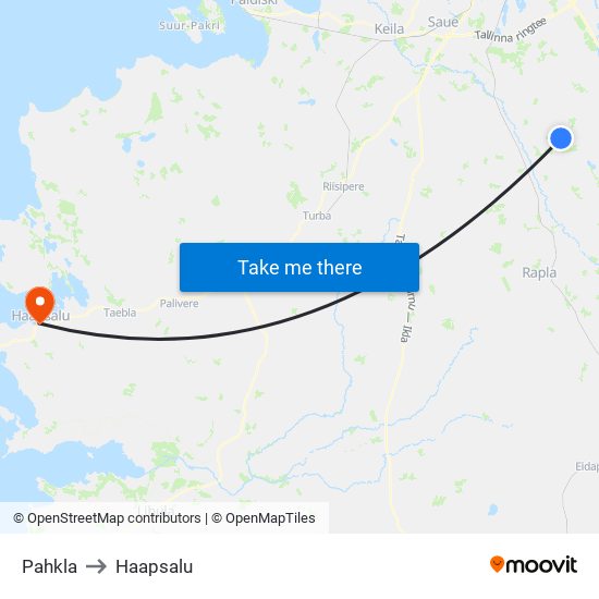 Pahkla to Haapsalu map