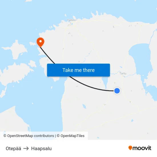 Otepää to Haapsalu map