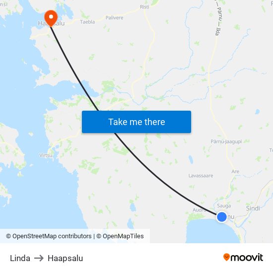 Linda to Haapsalu map