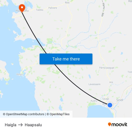 Haigla to Haapsalu map