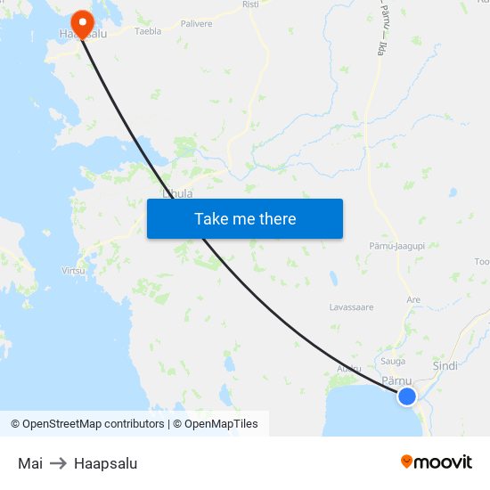 Mai to Haapsalu map