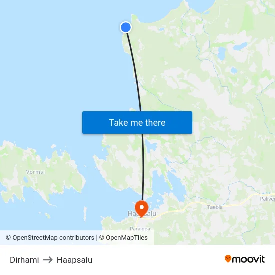 Dirhami to Haapsalu map