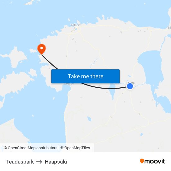 Teaduspark to Haapsalu map