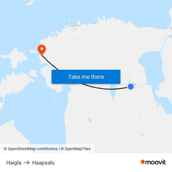 Haigla to Haapsalu map