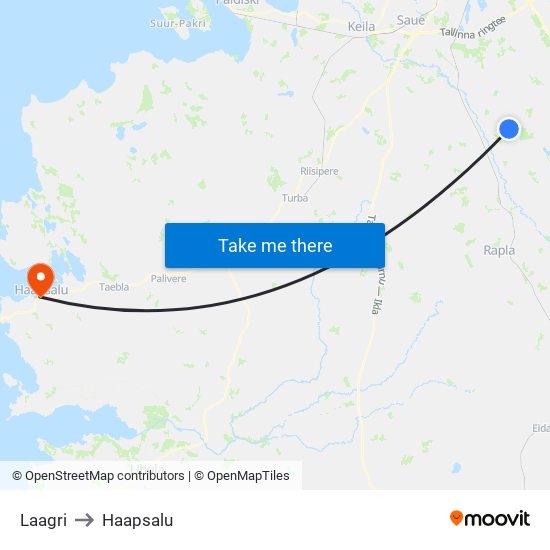 Laagri to Haapsalu map
