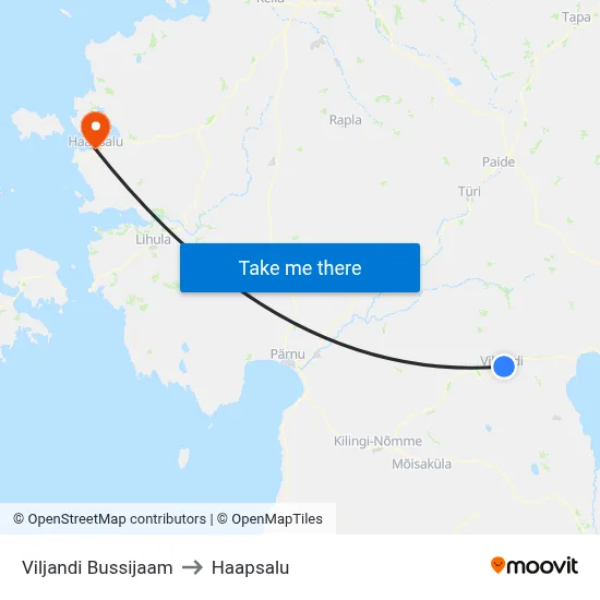 Viljandi Bussijaam to Haapsalu map