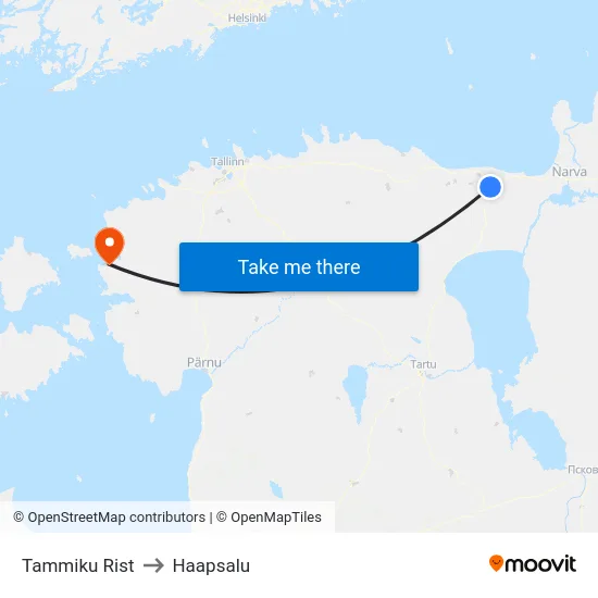 Tammiku Rist to Haapsalu map