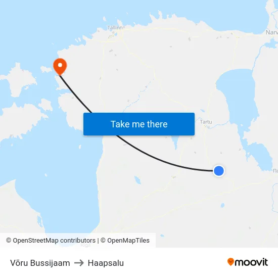 Võru Bussijaam to Haapsalu map