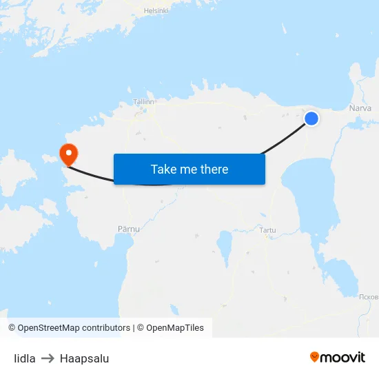 Iidla to Haapsalu map