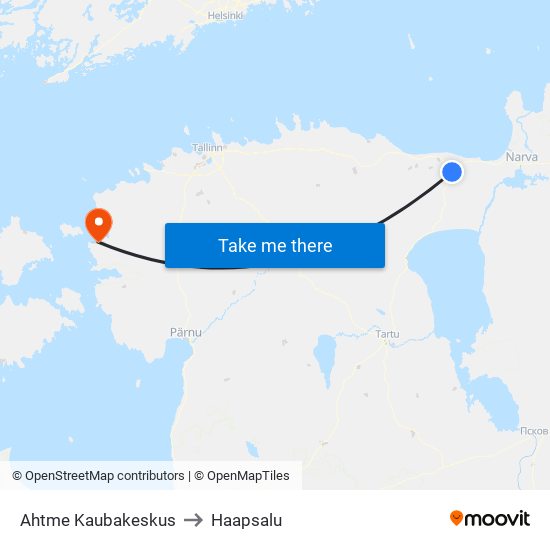 Ahtme Kaubakeskus to Haapsalu map