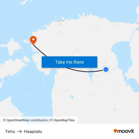Tartu to Haapsalu map