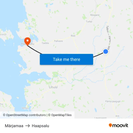 Märjamaa to Haapsalu map