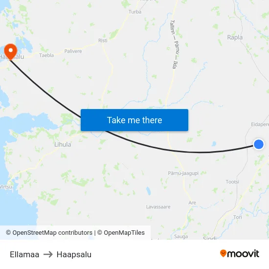 Ellamaa to Haapsalu map