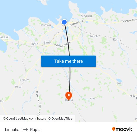 Linnahall to Rapla map