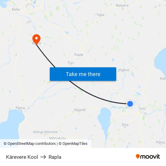 Kärevere Kool to Rapla map