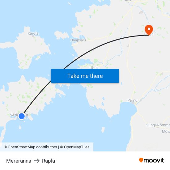 Mereranna to Rapla map