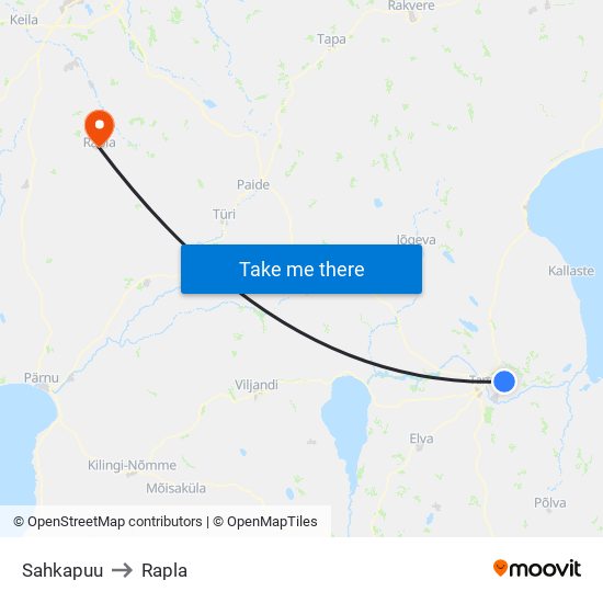 Sahkapuu to Rapla map