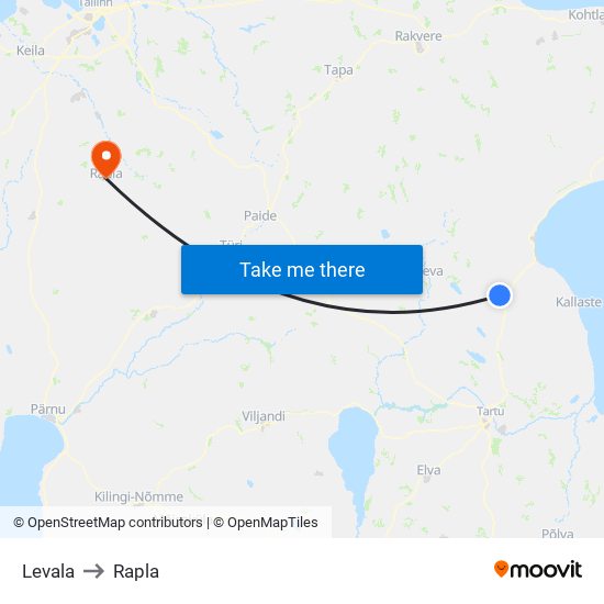 Levala to Rapla map