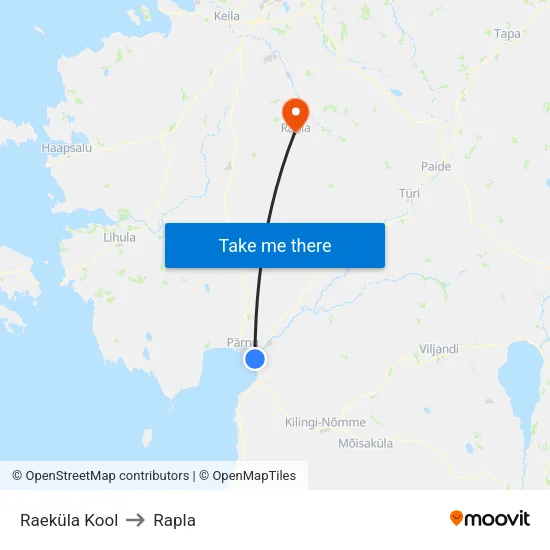 Raeküla Kool to Rapla map