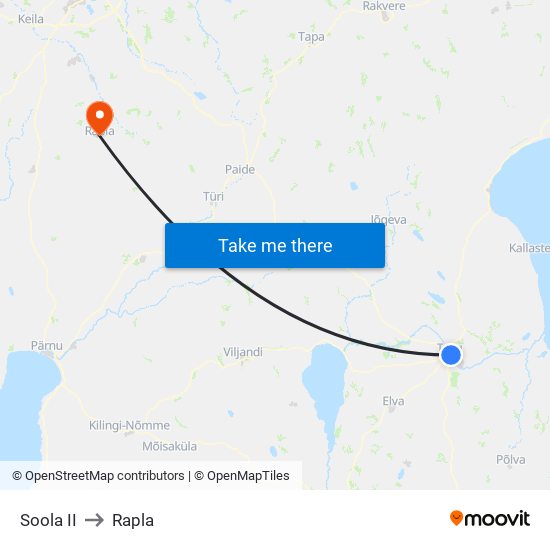 Soola II to Rapla map