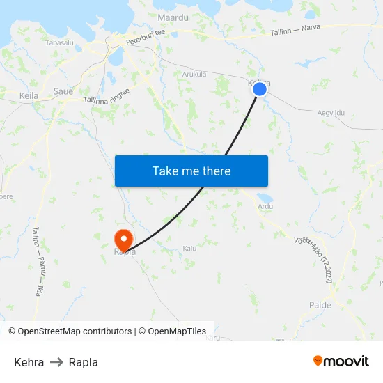 Kehra to Rapla map