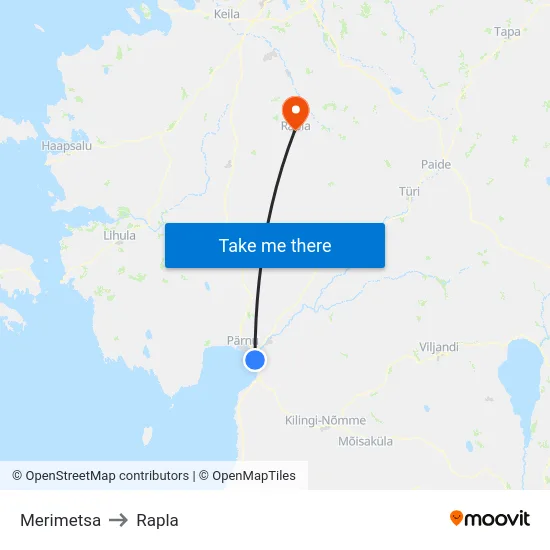 Merimetsa to Rapla map