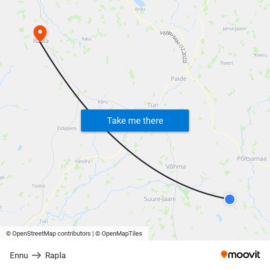 Ennu to Rapla map