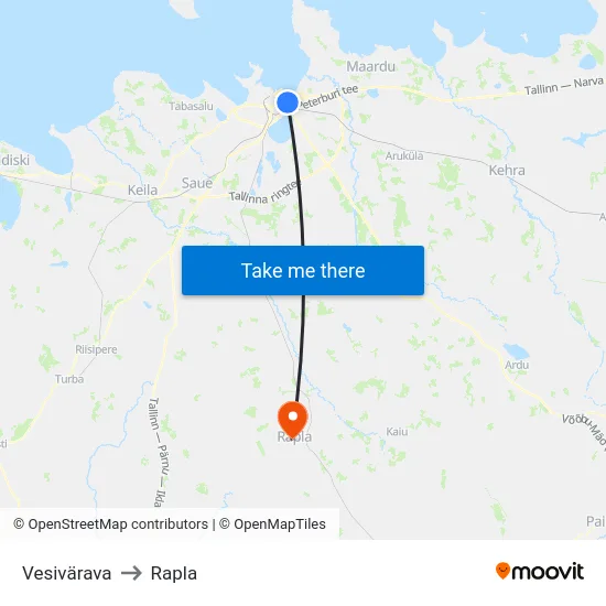 Vesivärava to Rapla map