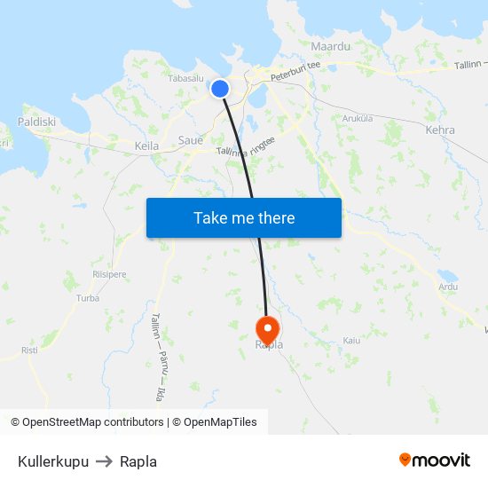 Kullerkupu to Rapla map