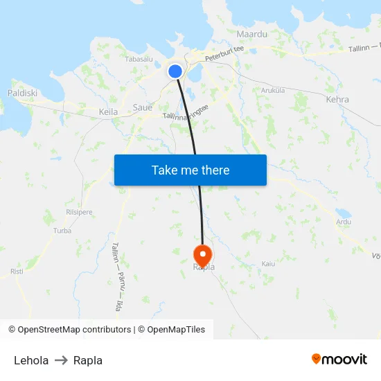 Lehola to Rapla map