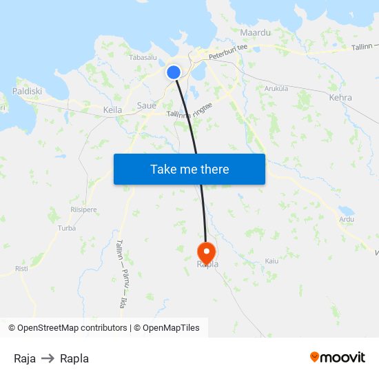 Raja to Rapla map