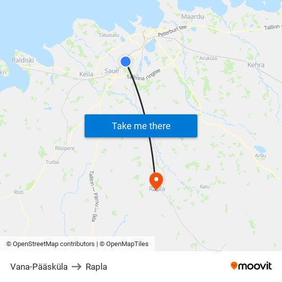 Vana-Pääsküla to Rapla map